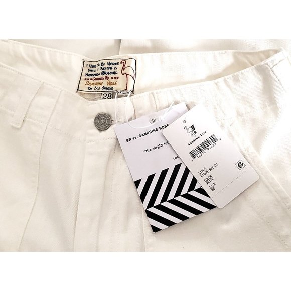 SALE Free People x Sandrine Rose Jeans Pants Denim White Patchwork Ankle Sz 28 - Picture 8 of 8